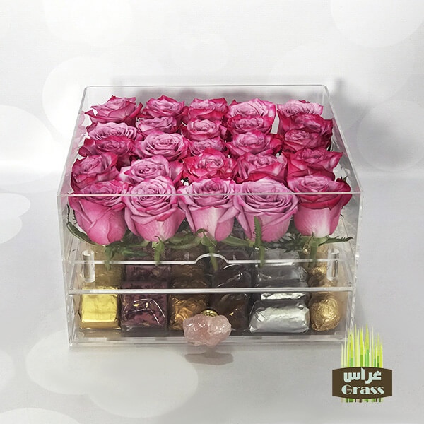 LU’CHOCO Chocolate Acrylic Box with Purple Roses LU’CHOCO Chocolate Acrylic Box with Purple Roses
