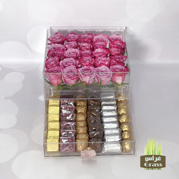 LU’CHOCO Chocolate Acrylic Box with Purple Roses LU’CHOCO Chocolate Acrylic Box with Purple Roses