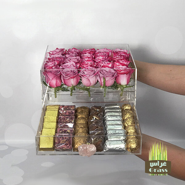 LU’CHOCO Chocolate Acrylic Box with Purple Roses LU’CHOCO Chocolate Acrylic Box with Purple Roses